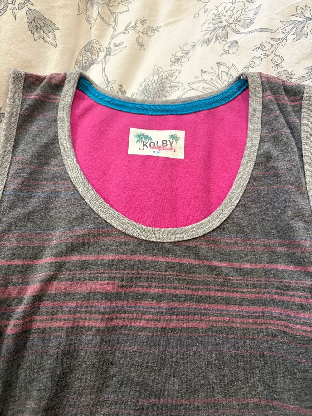 Kolby Grey & Pink Striped Tank Top - Picture 2 of 3